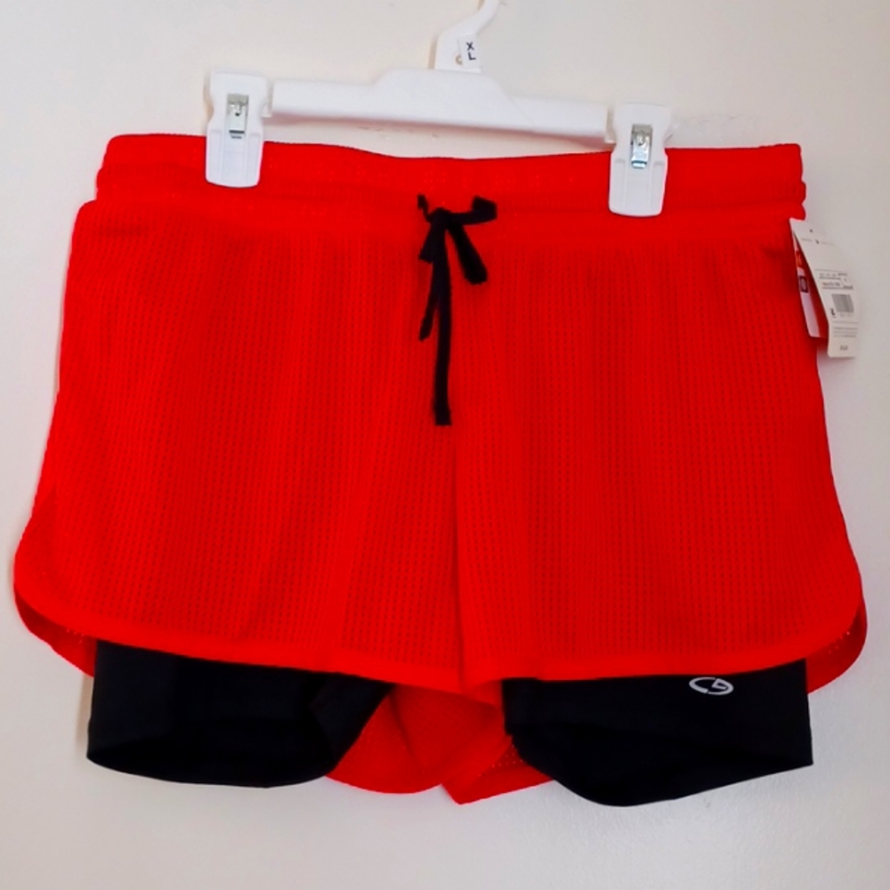 New C9 by Champion Medium red/black double layer run shorts